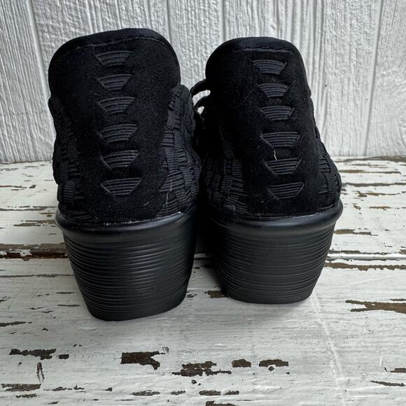 Bernie Mev. Black Strappy Wedge Platform Shoes Size 39 or U.S. Size 8 Woven - Picture 5 of 9